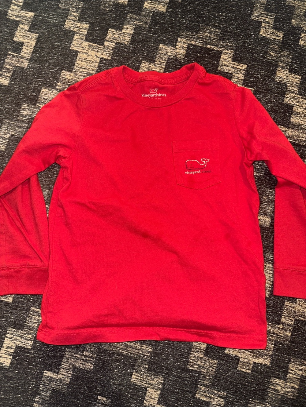 Vineyard Vines Red Kids' Long-Sleeve Pocket Tee